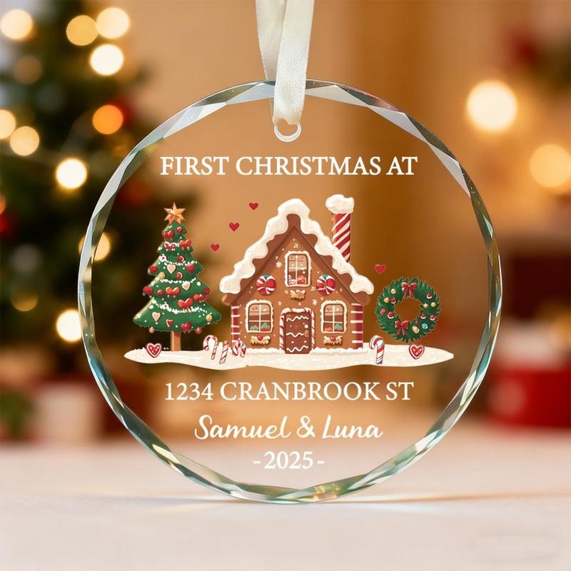 Personalized New Home Ornament, Custom First Christmas At New Home Gift, New Home Favors, Glass Keepsake, Christmas Gifts...