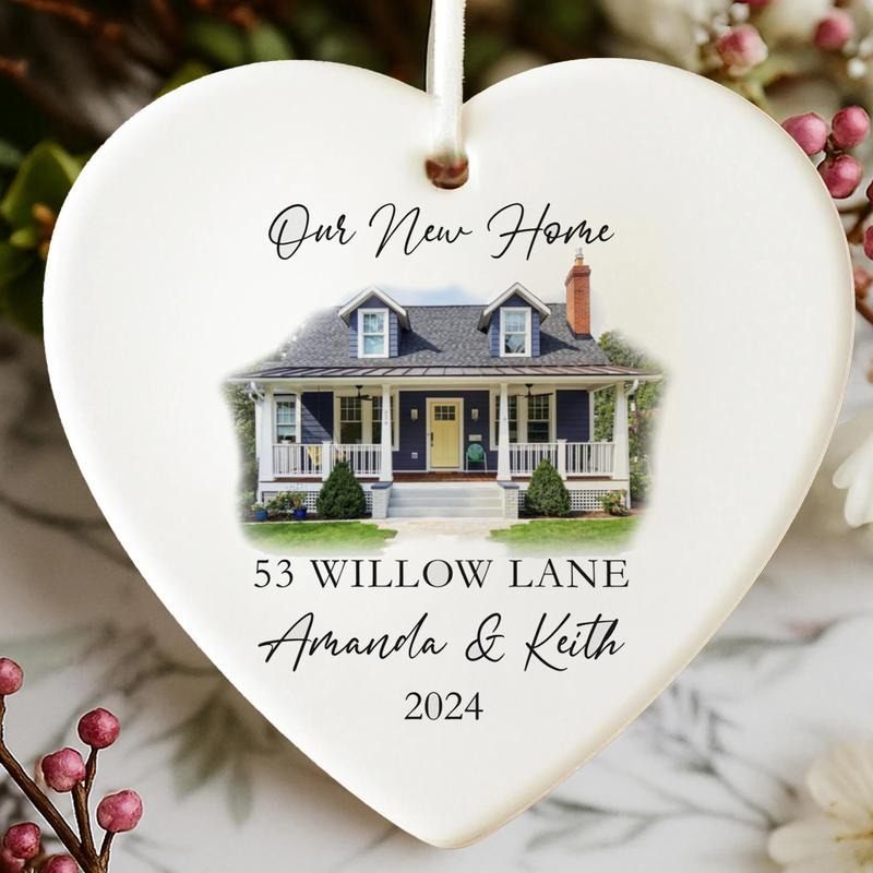 Personalized New Home Photo Ornament, Custom House Address Ornament, Housewarming Gift, Realtor Client Gift, Couples Home...
