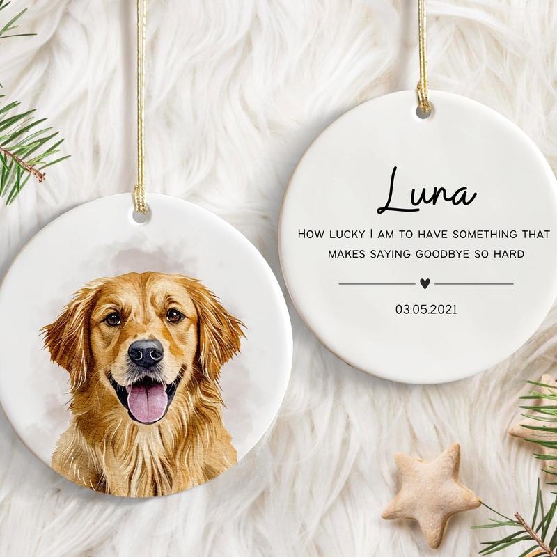 Personalized Pet Watercolor Ornament Using Pet's Photo + Name - Custom Ornament Christmas Dog Ornament Personalized Dog...
