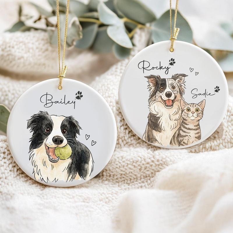 Personalized Watercolor Pet Photo Ornament: Custom Memorial Keepsake T-Shirts, Hoodie, Sweatshirt | PodTeesHub.com