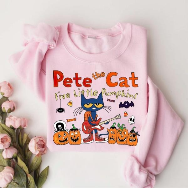 Pete The Cat Five Little Pumpkin Sweatshirt, Coquette Pumpkin halloween Sweatshirt & Shirt Hoodie | PodTeesHub.com