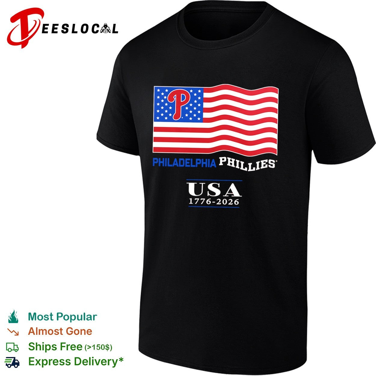 Philadelphia Phillies USA 1776 2026 MLB American flag shirt