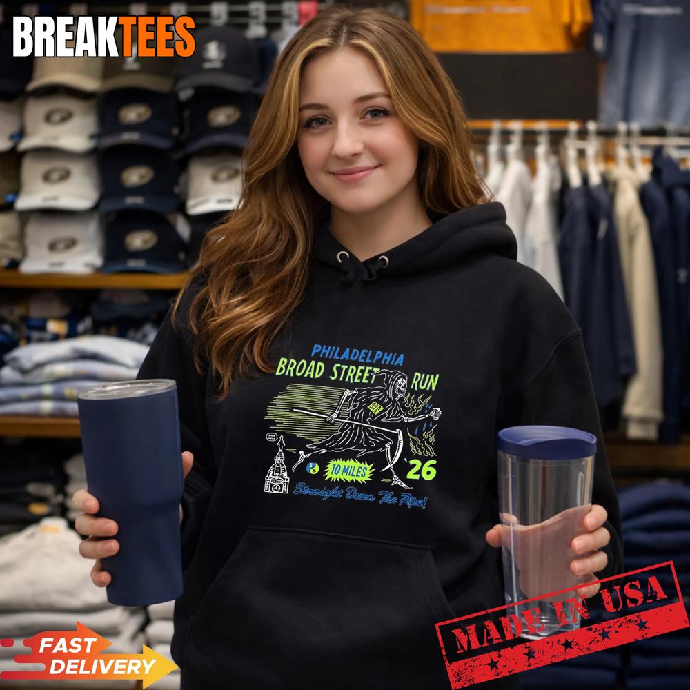 Philadelphia broad street run straight down the pipe 10 miles Grim Reaper T-Shirt