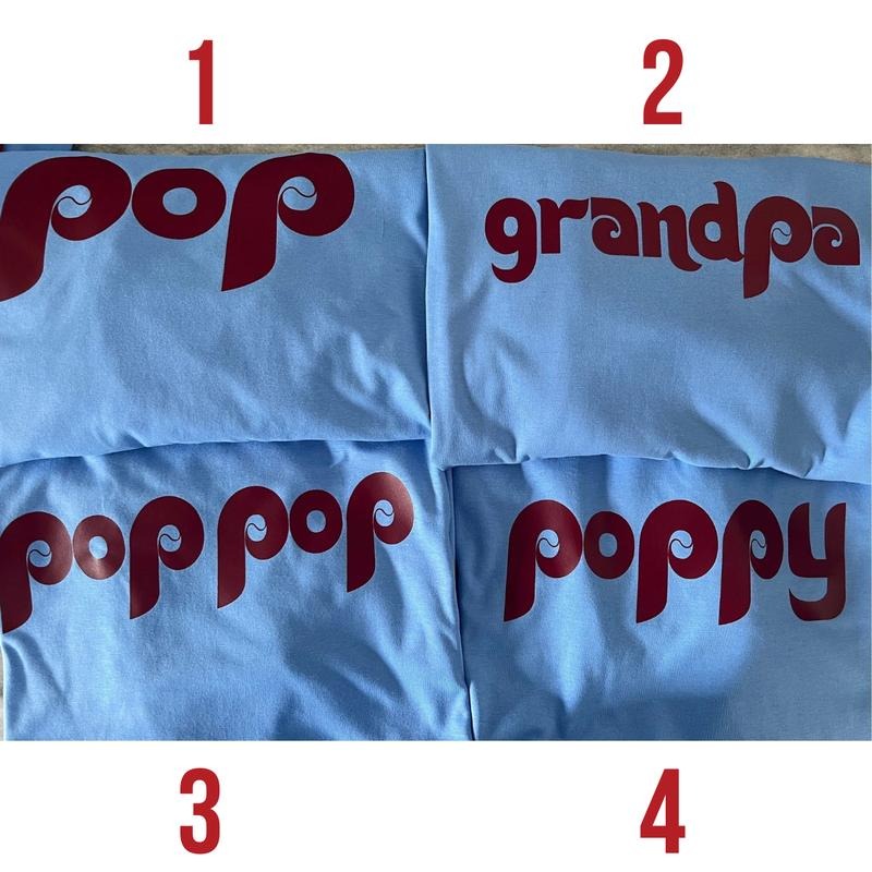 Phillies Dad Grandpa Poppop Pop Shirt Phillies Gift, Retro Trendy Graphic Tee Shirt, Family Matching T-Shirt, Happy...