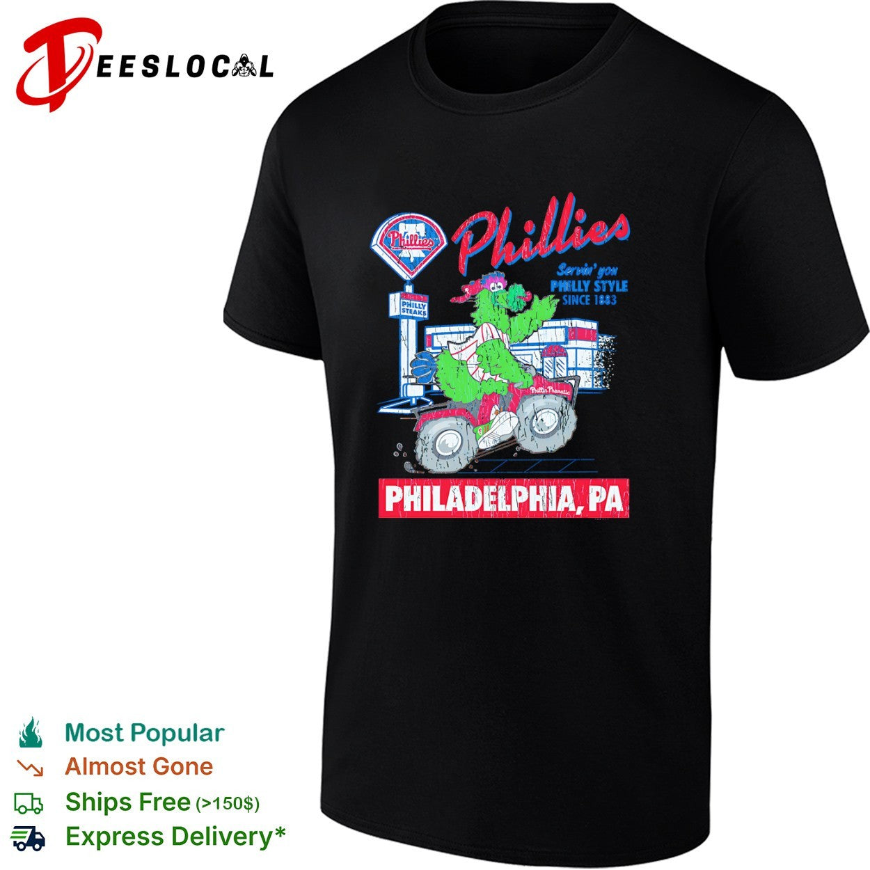Phillies Phillie Phanatic Servin you Philly Style since 1883 Philadelphia PA shirt