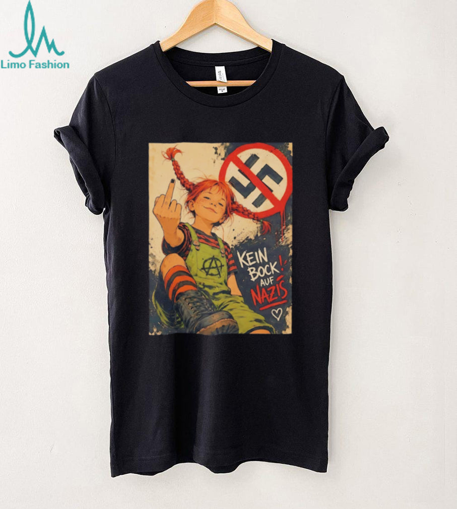Pippi Longstocking kein bock auf Nazis middle finger vintage shirt