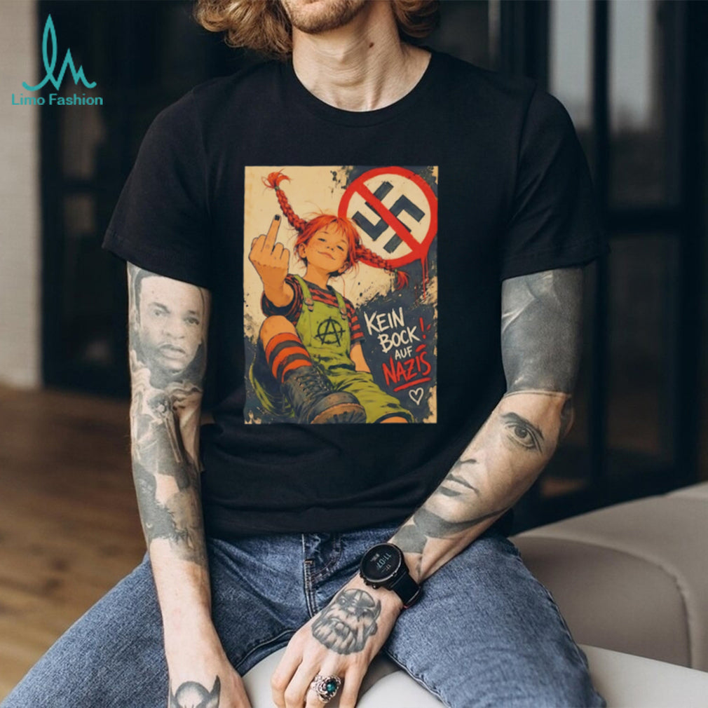 Pippi Longstocking kein bock auf Nazis middle finger vintage shirt