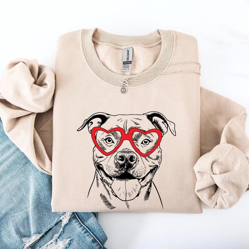 Pitbull, Pet, Dog Breed, Valentine's Sweatshirt, Crew Neck, Women's, Crewneck, Valentine's Day, Love, Heart, Cupid...