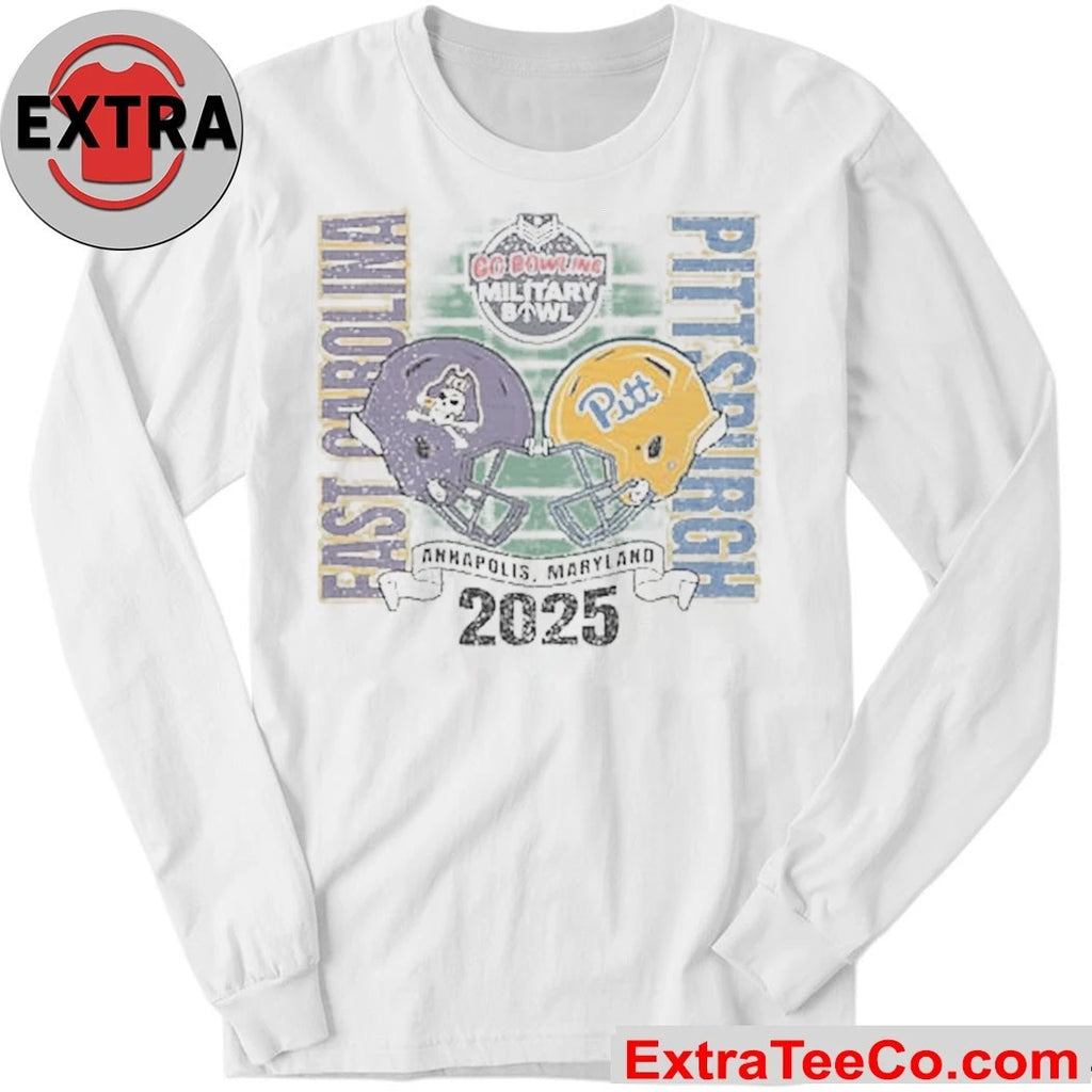 Pitt Panthers Grey Blue 84 2025 Military Bowl 2025 between East Carolina and Pittsburgh Helmet Shirt