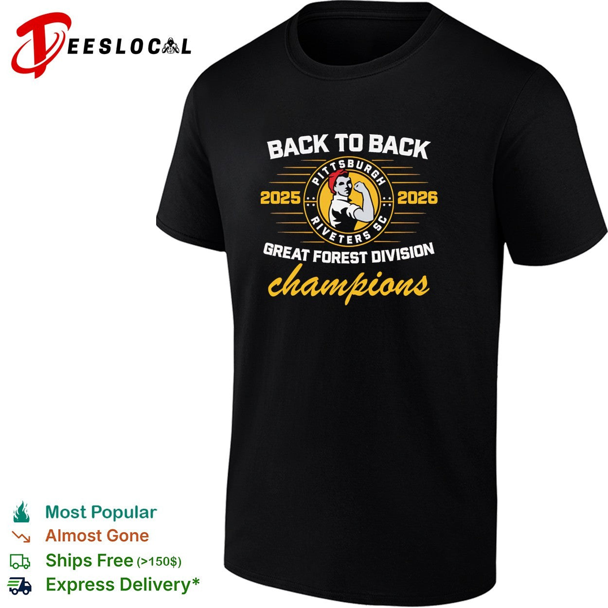Pittsburgh Riveters SC Back To Back Green Forest Champs shirt