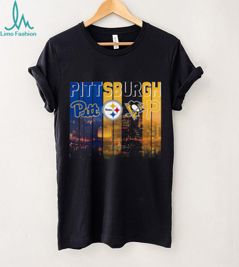 Pittsburgh Sports Teams City Skyline Vintage Retro Style Sports Fans Gift Shirt