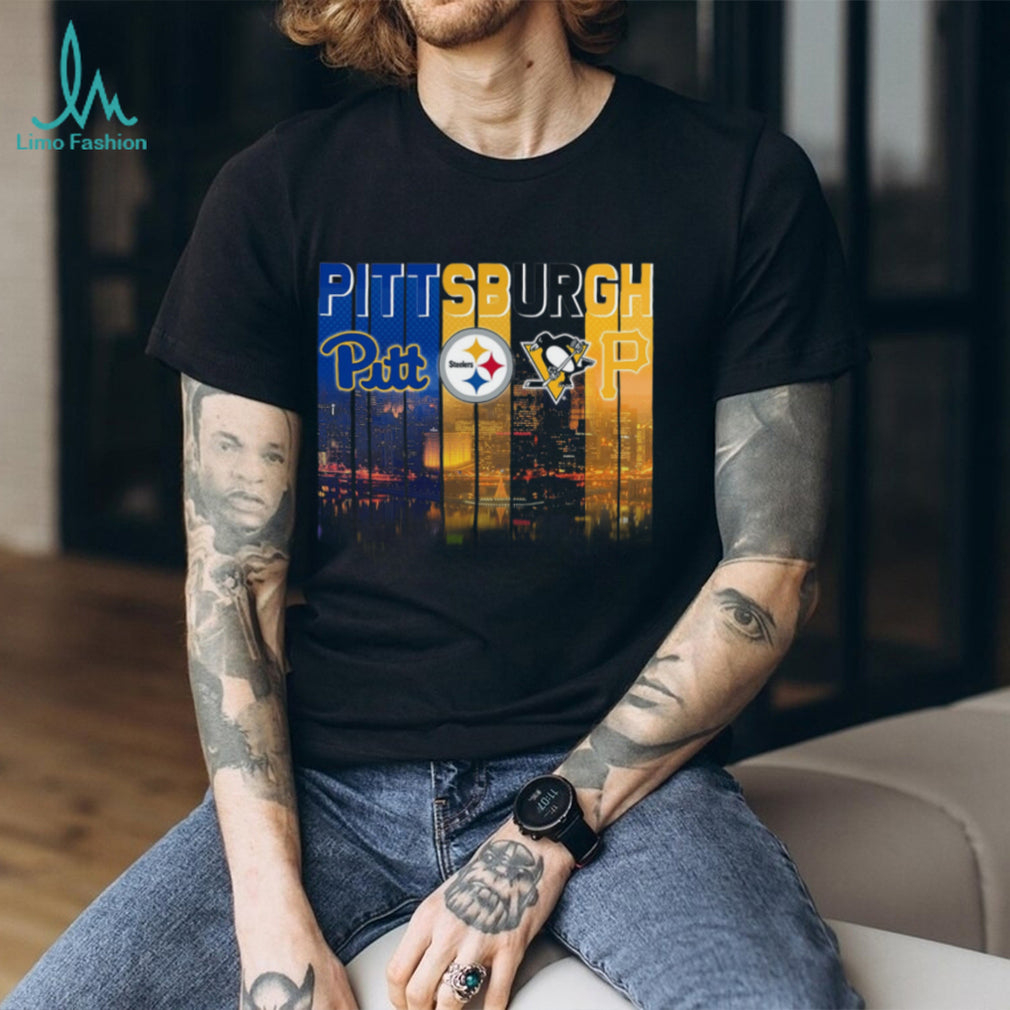Pittsburgh Sports Teams City Skyline Vintage Retro Style Sports Fans Gift Shirt