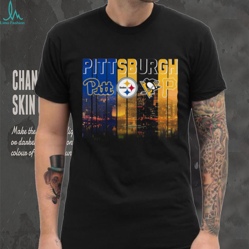 Pittsburgh Sports Teams City Skyline Vintage Retro Style Sports Fans Gift Shirt
