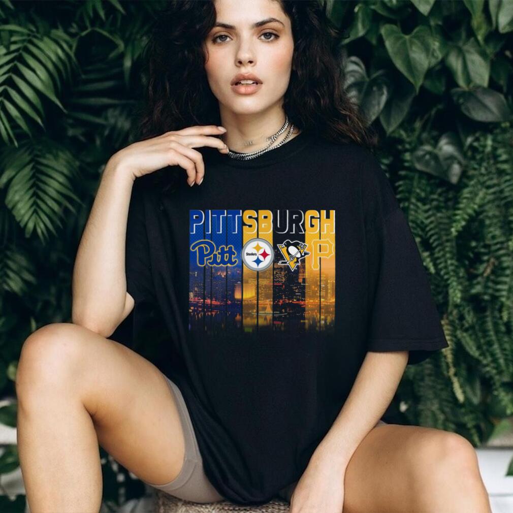 Pittsburgh Sports Teams City Skyline Vintage Retro Style Sports Fans Gift Shirt