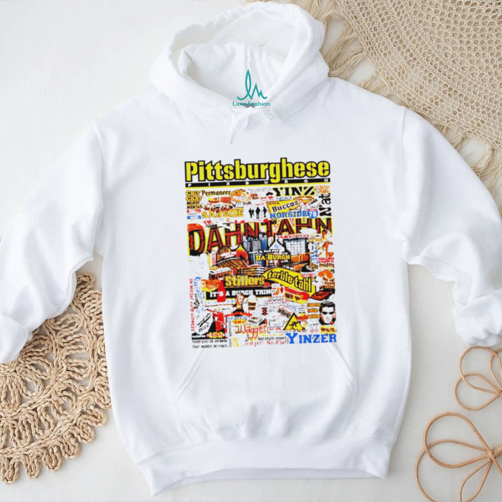 Pittsburghese Yinzer Slang Typography Collage T Shirt