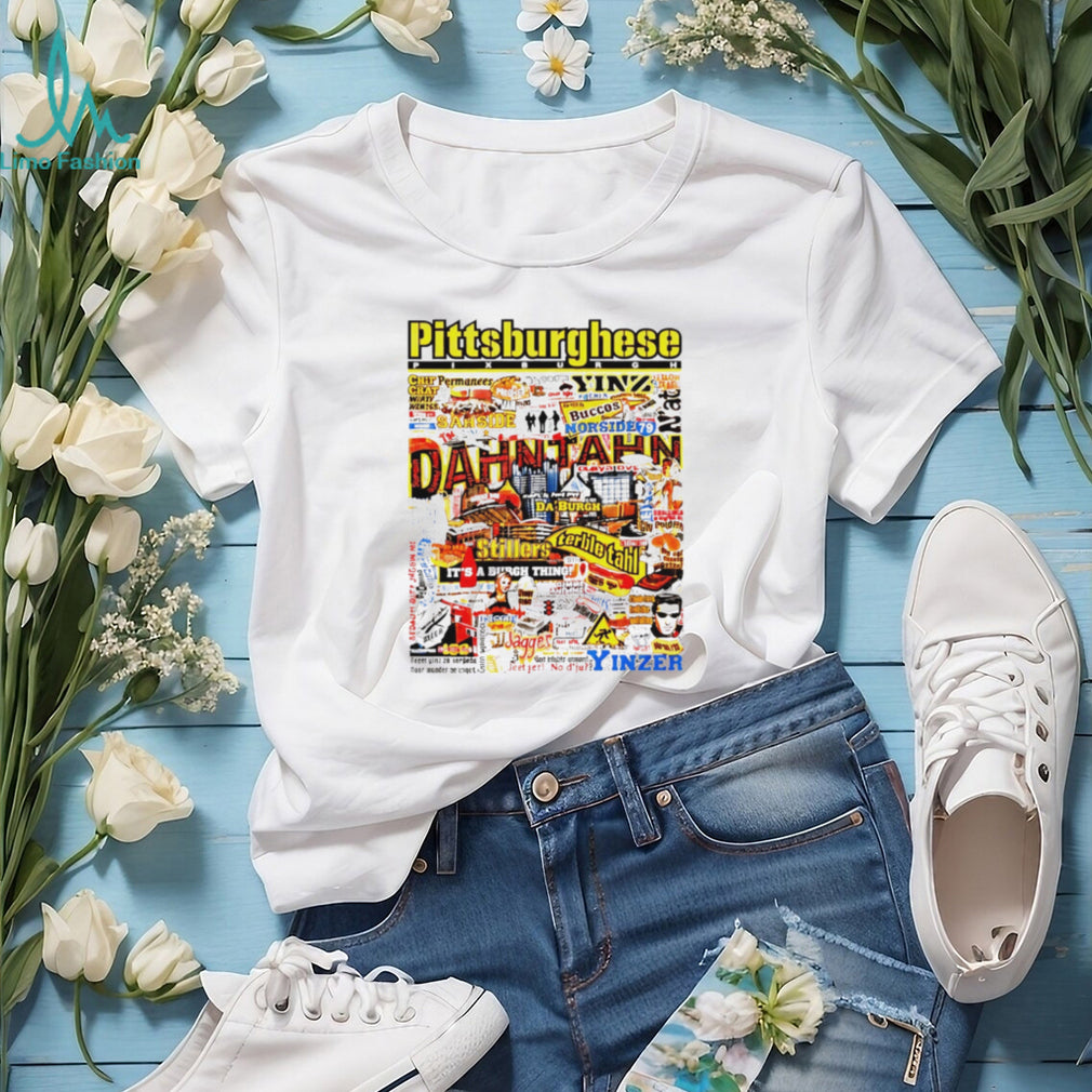 Pittsburghese Yinzer Slang Typography Collage T Shirt