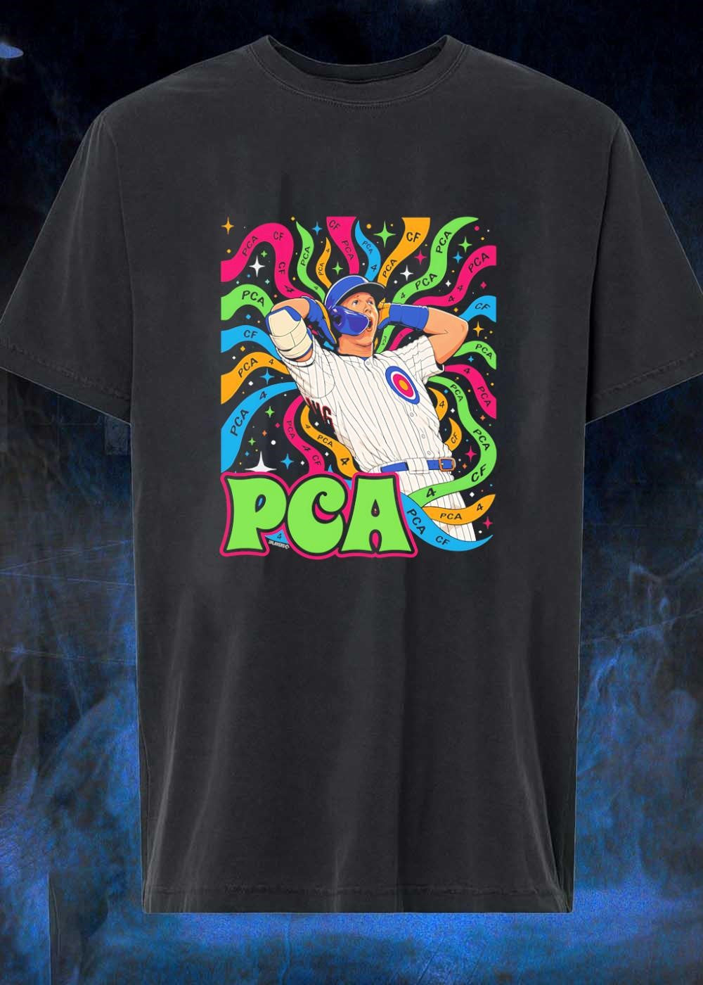 Players T-Shirt Featuring Pete Crow-Armstrong Celebrating a Chicago Cubs PCA
