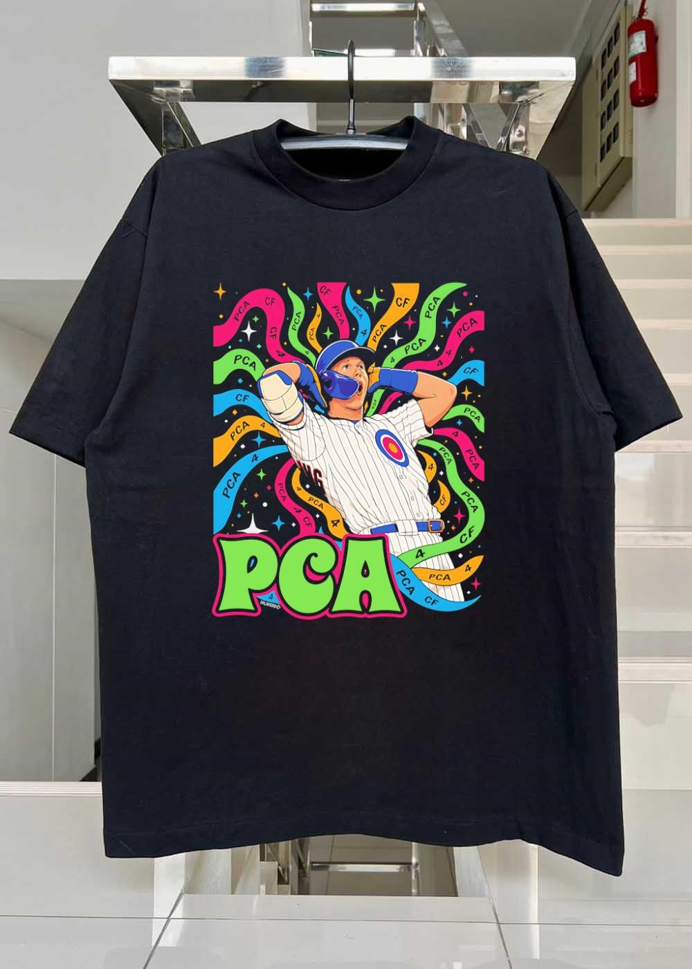 Players T-Shirt Featuring Pete Crow-Armstrong Celebrating a Chicago Cubs PCA