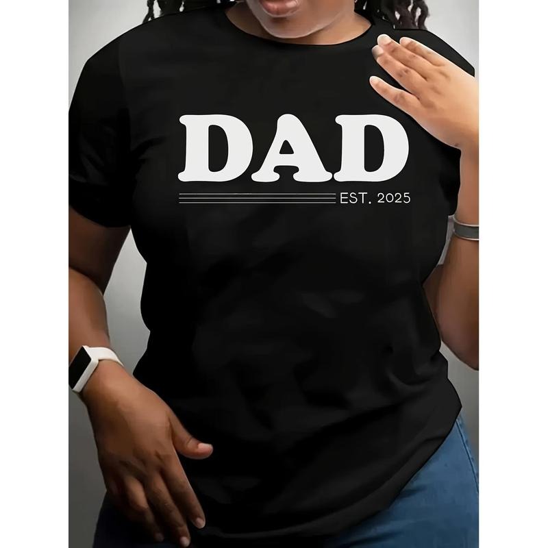 Plus Size Idea For Father'S Day T-Shirt, Summer Unique Gift Idea For Father'S Day, Dad Print T-Shirt With Creative...