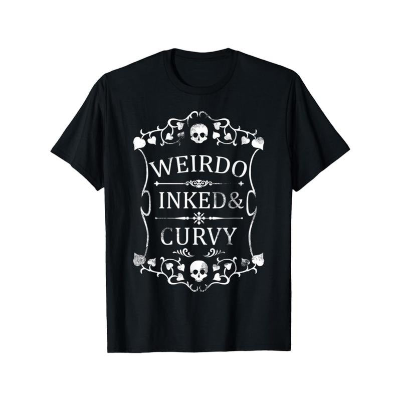 Plus Size Women's Gothic Skull & Floral Print T-Shirt