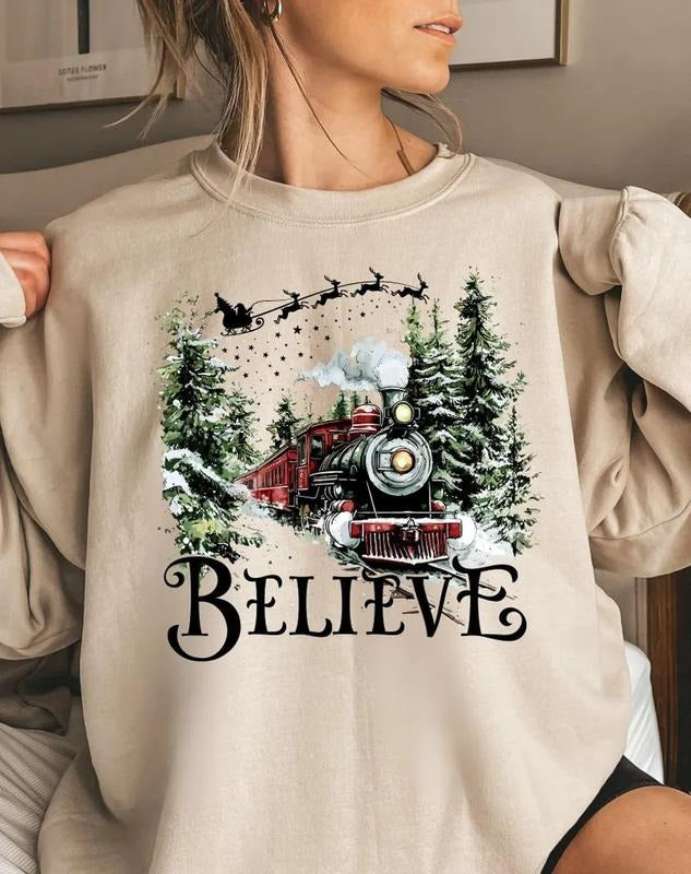 Polar Express Sweatshirt - Hoodie - T-shirt, Christmas Gift, Christmas Believe Sweater, Merry Christmas, Gift Ideas, All...