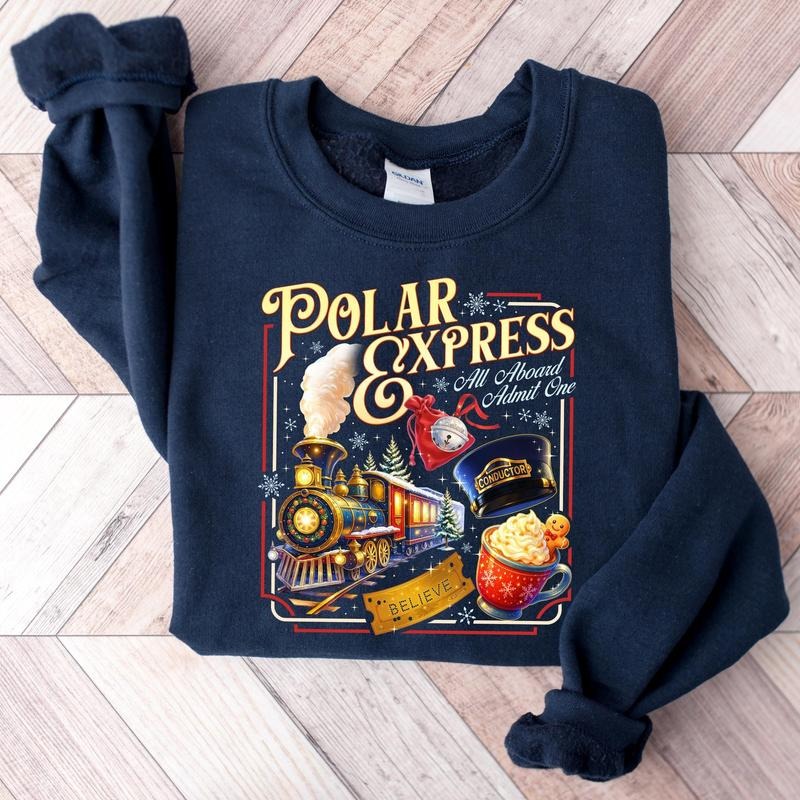 Polar Express Sweatshirt, Christmas Gift, Christmas Believe Sweater, Merry Christmas, Gift Ideas, All Aboard Polar...