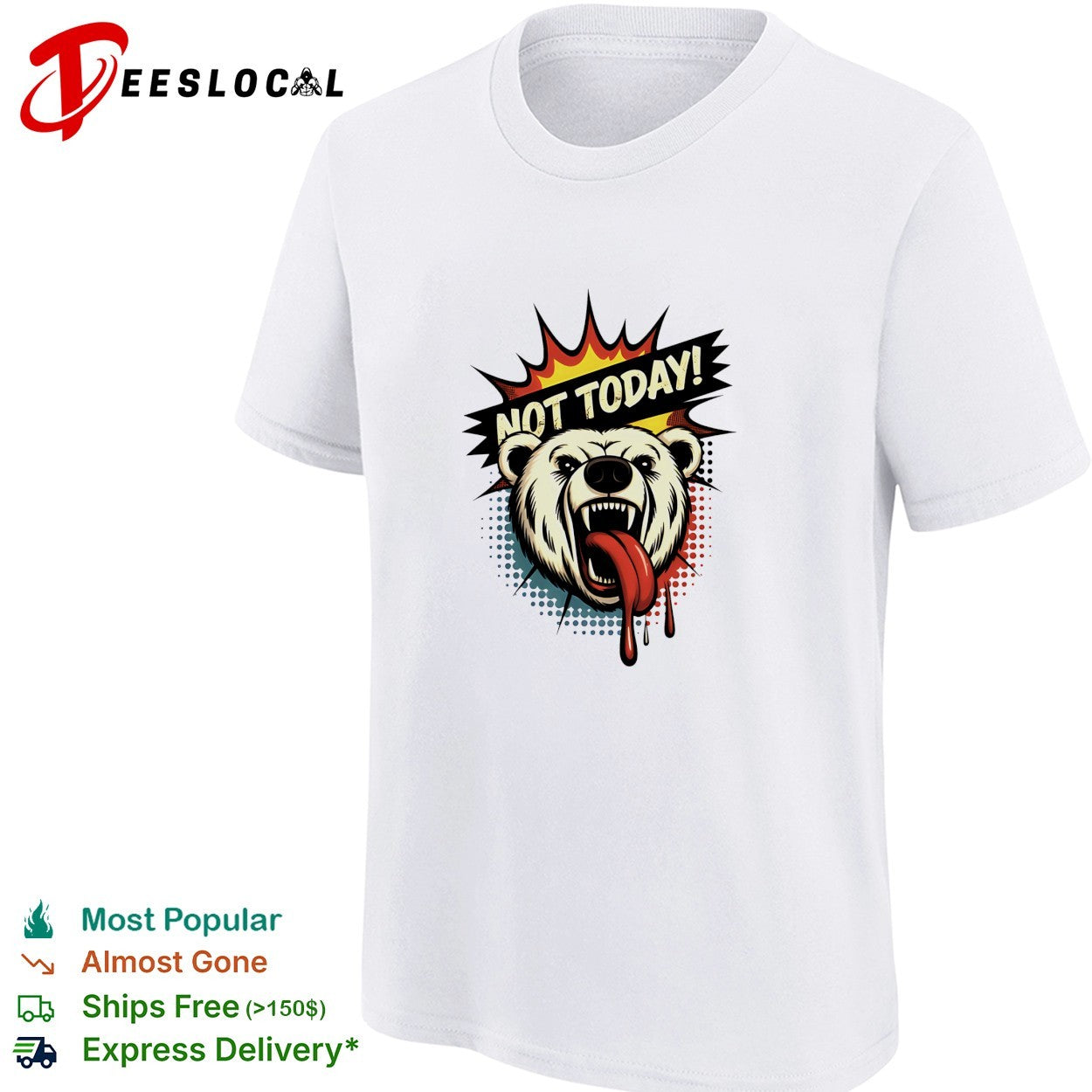 Polar bear roaring not today comic shirt