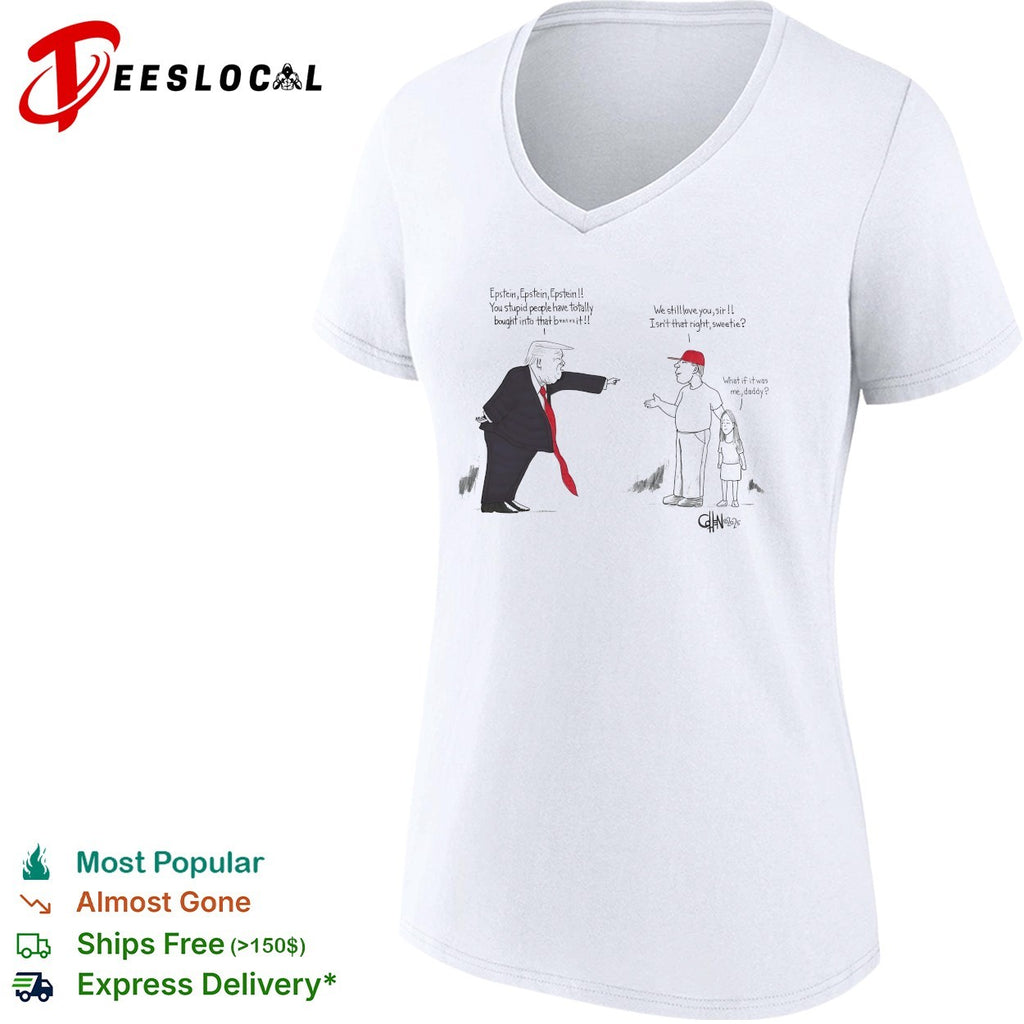 Political cartoon about Epstein and Trump shirt