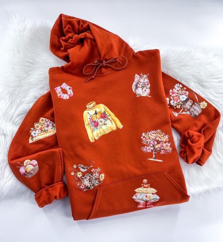 Falling for Fall Autumn Toss Sweatshirt or Hoodie with Sleeve Prints Comfy Unisex Tops Oversized Cotton/Poly Blend Soft...