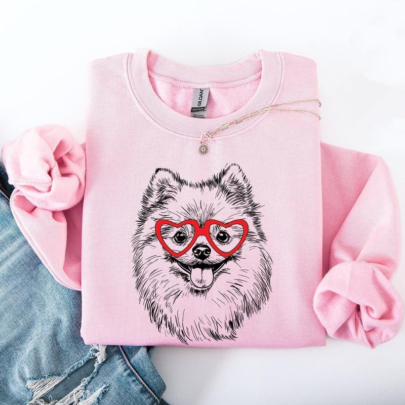 Pomeranian, Pet, Dog Breed, Valentine's Sweatshirt, Crew Neck, Women's, Crewneck, Valentine's Day, Love, Heart, Cupid...