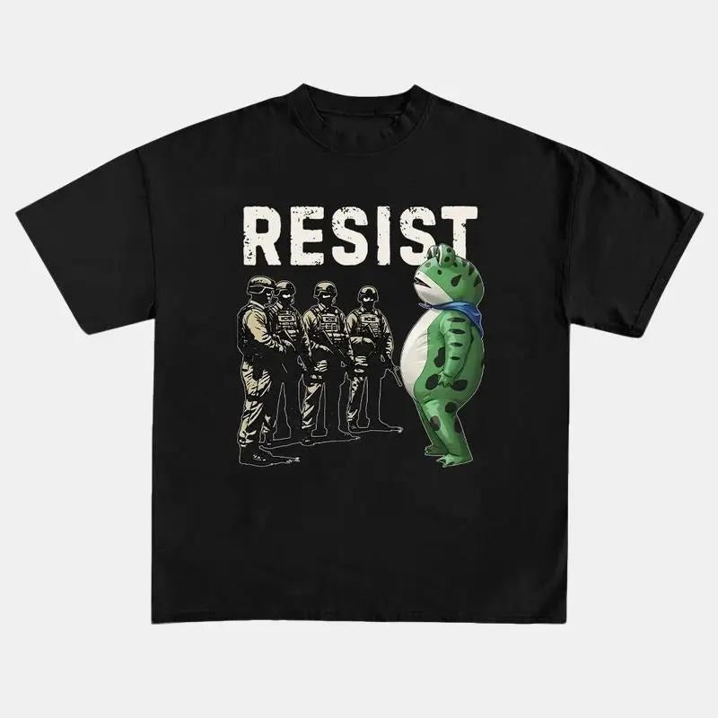 Portland Frog Resist Shirt, Unisex 100% Cotton For Men Women All Seasons Political Protest Art T Shirt Stand For Freedom...