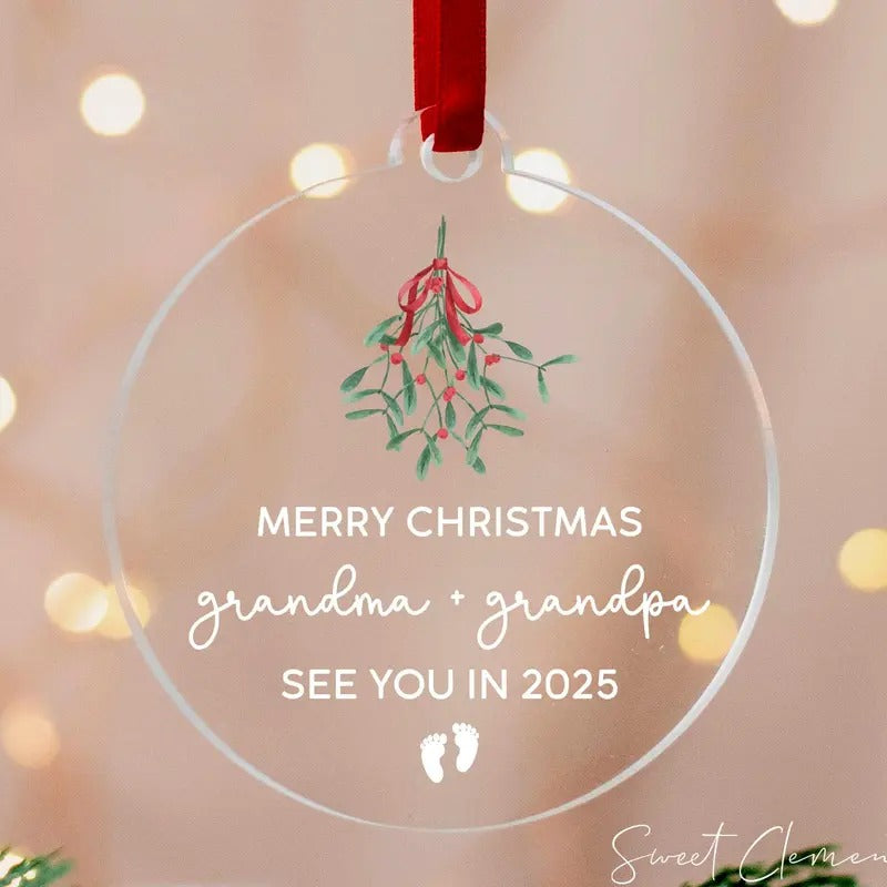 Pregnancy Announcement Grandparents Ornament, Promoted to Grandparents Ornament, Reveal to Grandparents Baby Announcement...