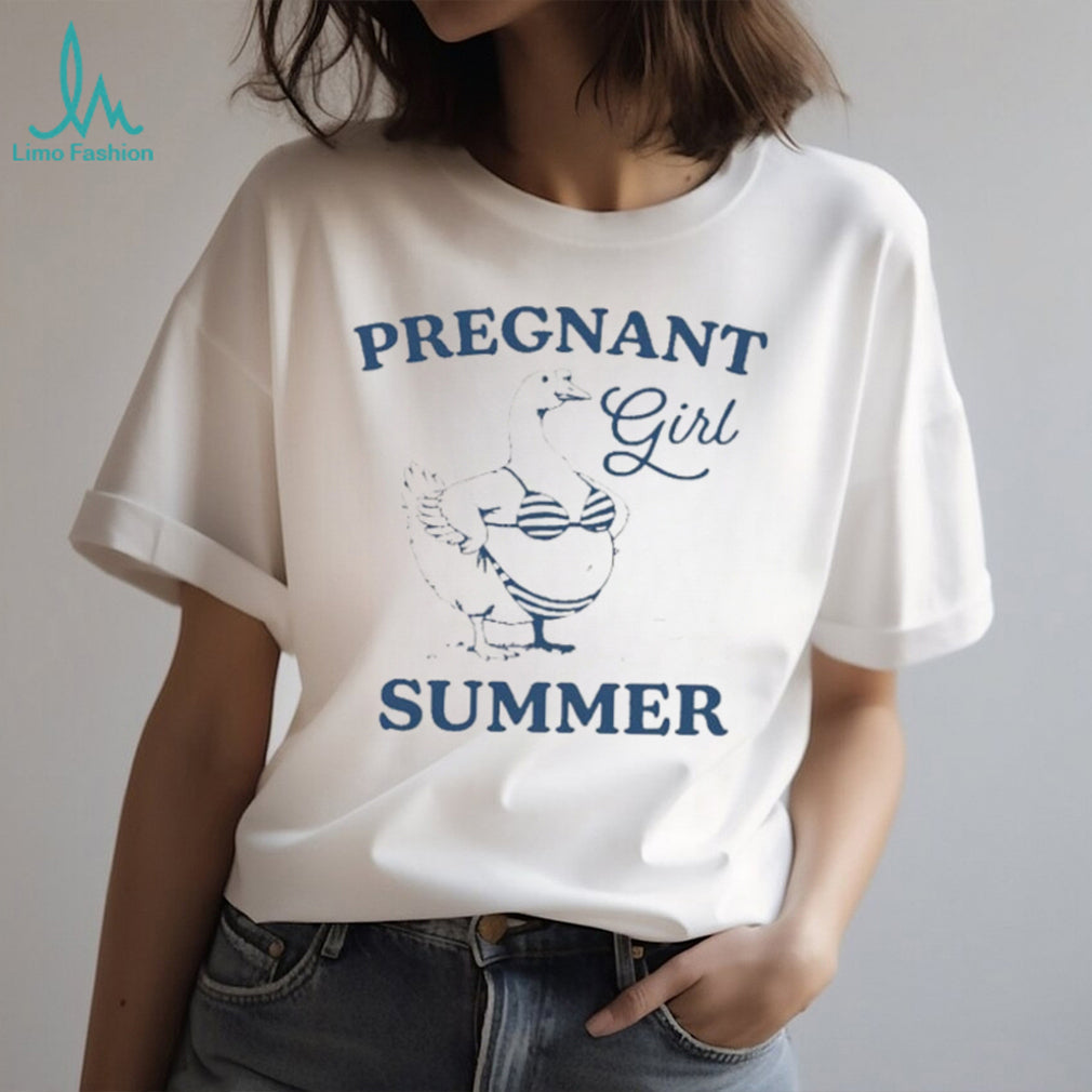 Pregnant Girl Summer Goose in Bikini funny animal shirt