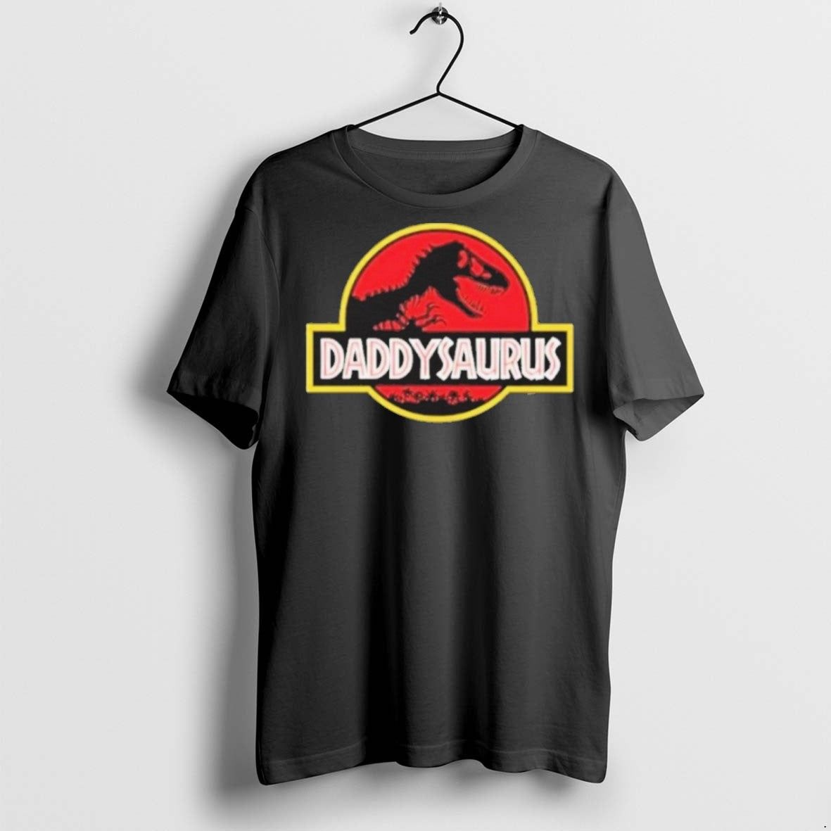 Premium Daddysaurus Funny Fathers Day Daddy Mens Ringer Logo T Shirts