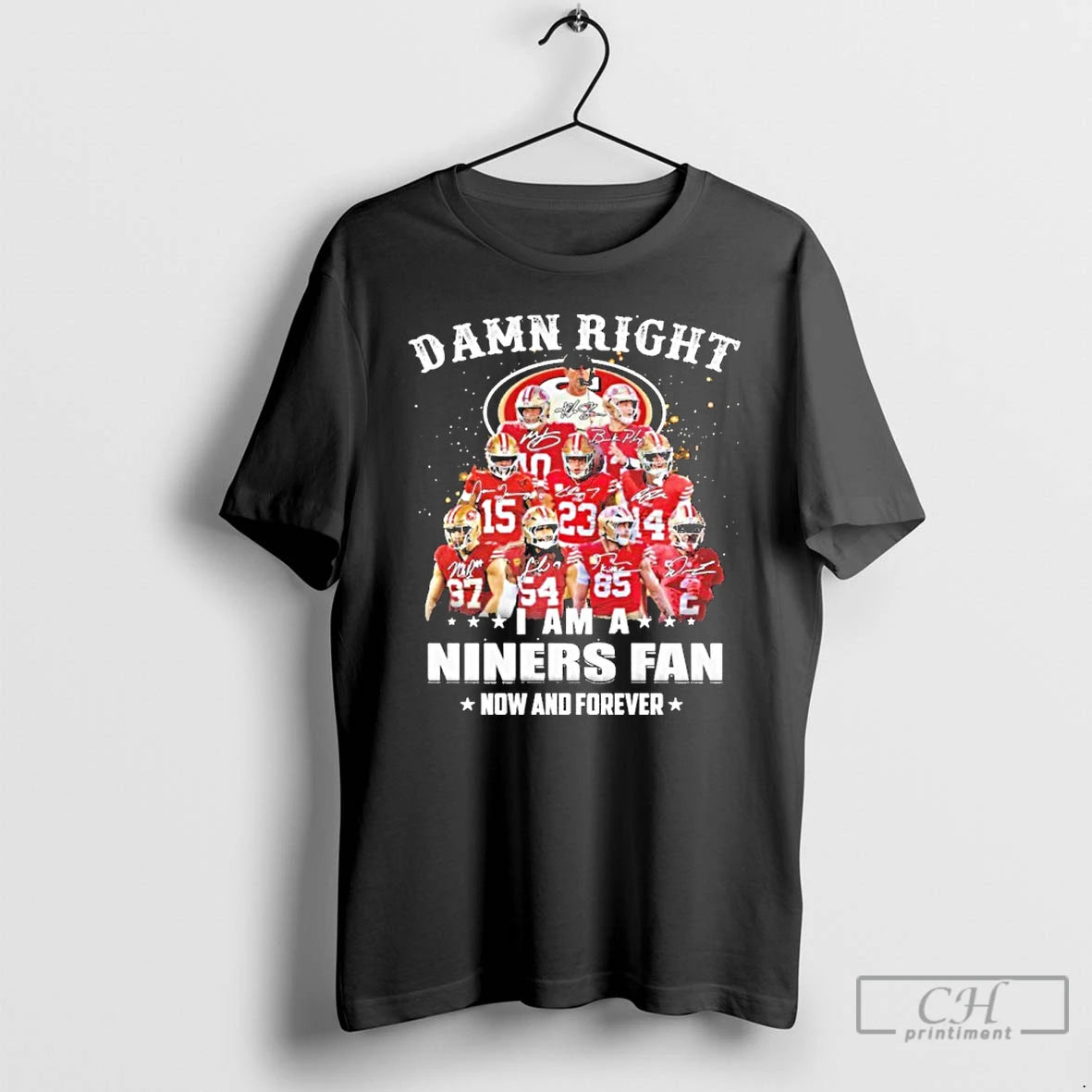 Premium Damn Right Team Player Tree Christmas I Am A Niners Fan Now And Forever T-Shirts, Hoodie, Sweatshirt | PodTeesHub.com
