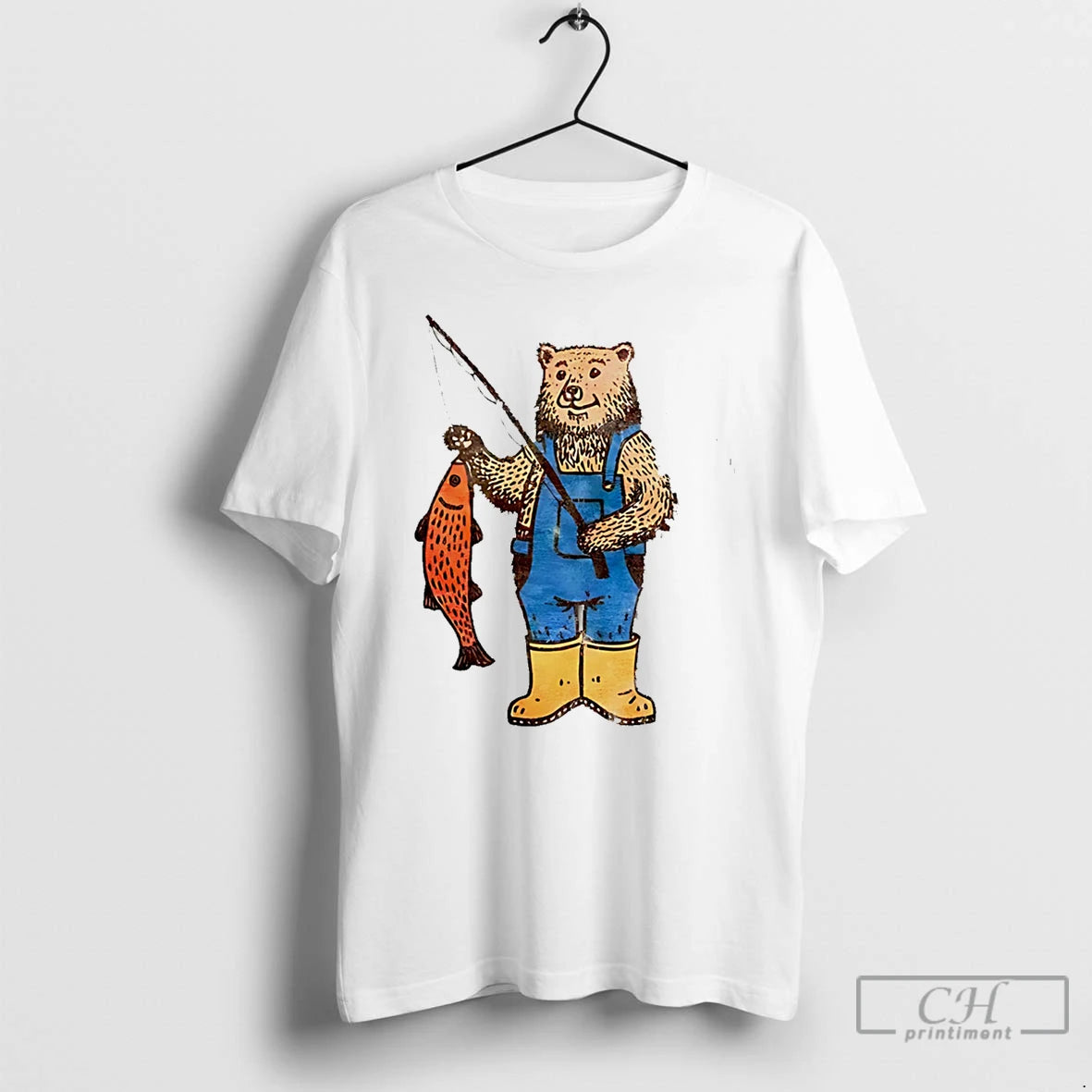 Premium Fishing Bear Graphic Vintage Nature Lover T-Shirts, Hoodie, Sweatshirt | PodTeesHub.com