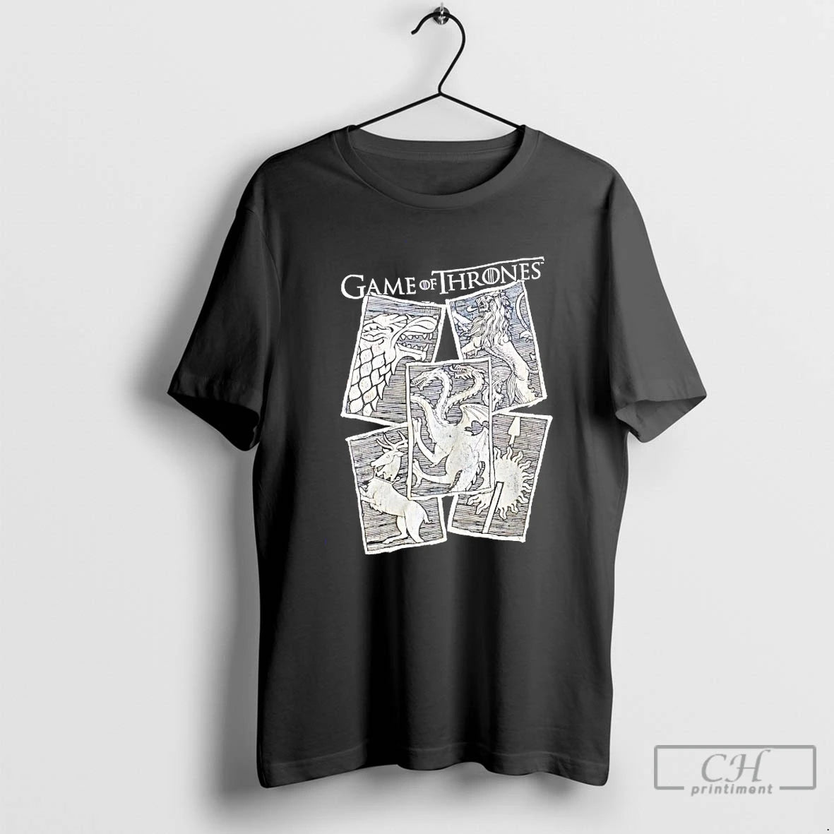 Premium Game Of Thrones Wolves Dragons And Lions Vintage T-Shirts, Hoodie, Sweatshirt | PodTeesHub.com