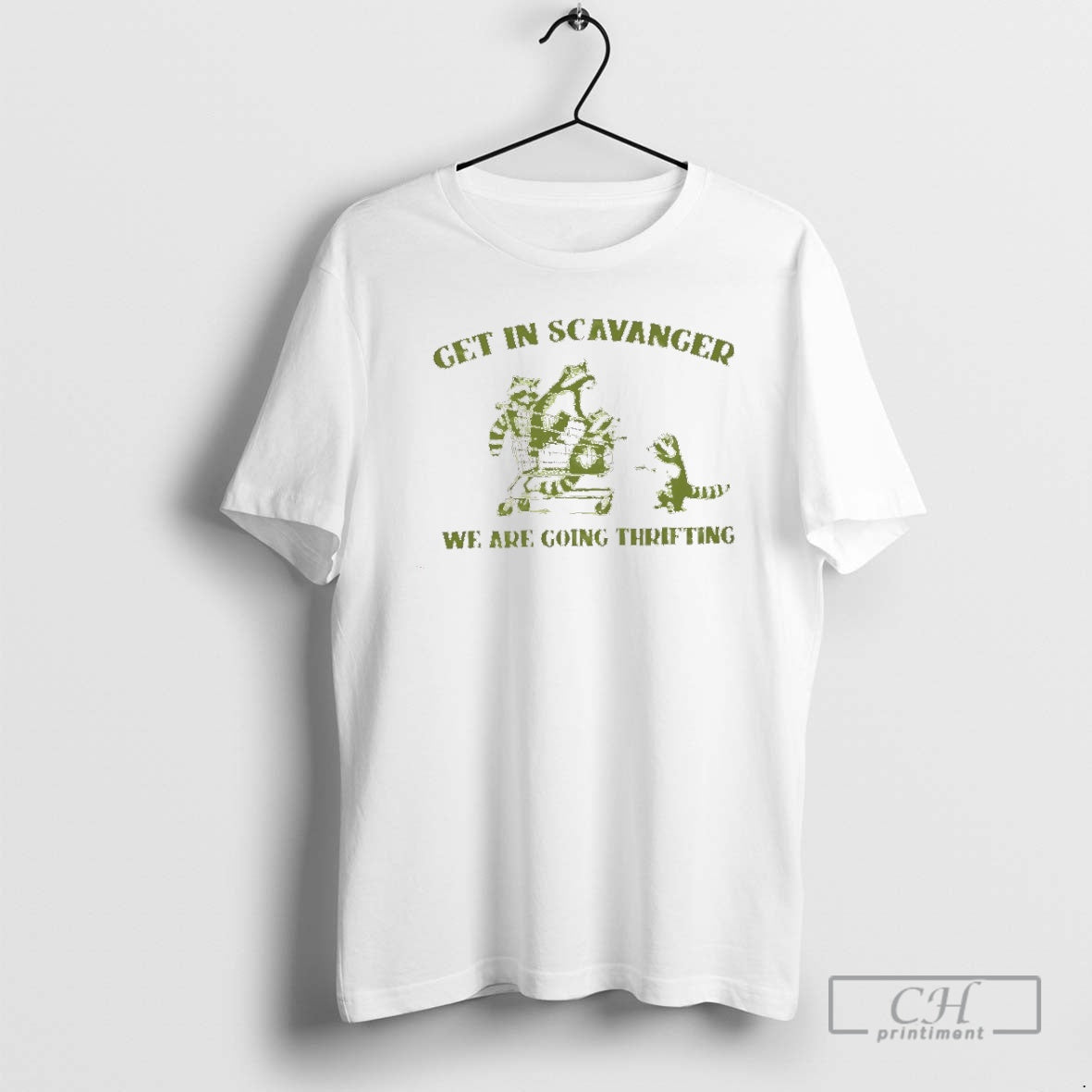 Premium Get In Scavenger Were Going Thrifting Raccoons Shirt Sweater Hoodie, Sweatshirt | PodTeesHub.com
