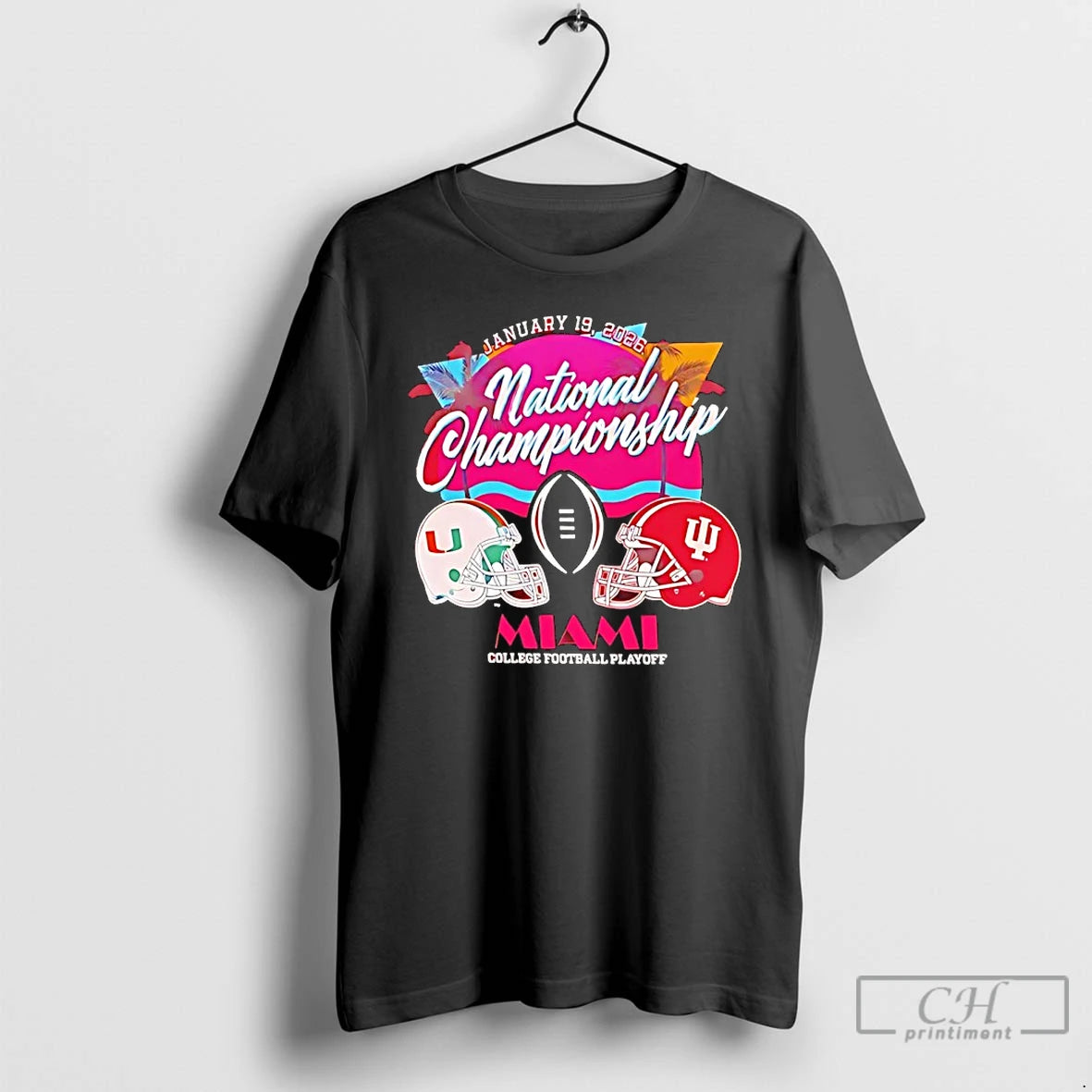 Premium Indiana Vs Miami 2026 Cfp National Championship Bound Sunset Helmets T-Shirts, Hoodie, Sweatshirt | PodTeesHub.com