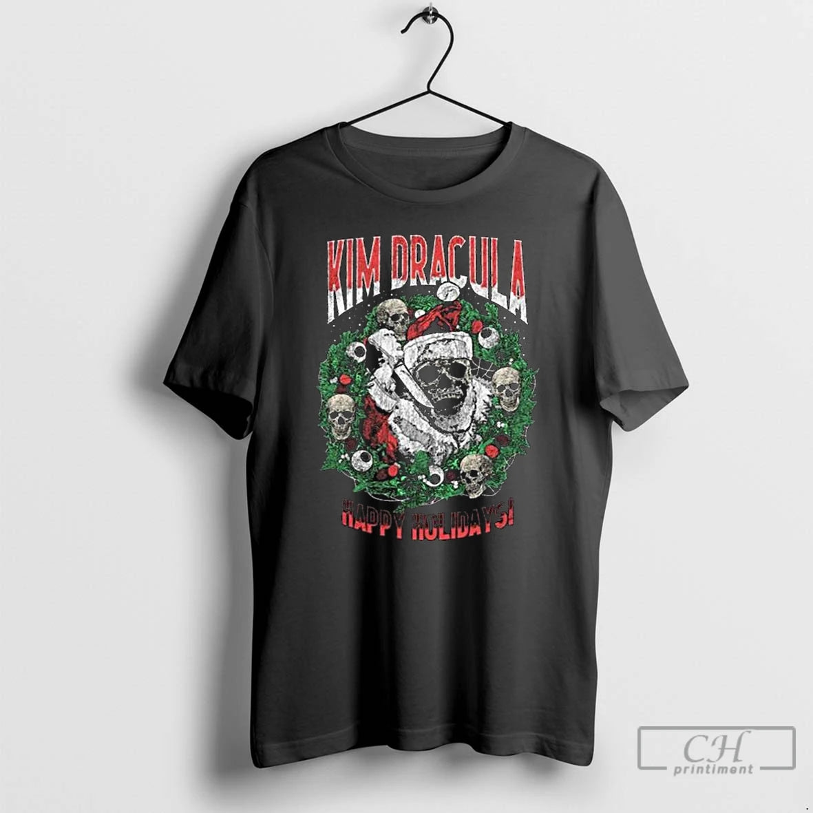 Premium Kim Dracula Santa Wreath T-Shirts, Hoodie, Sweatshirt | PodTeesHub.com