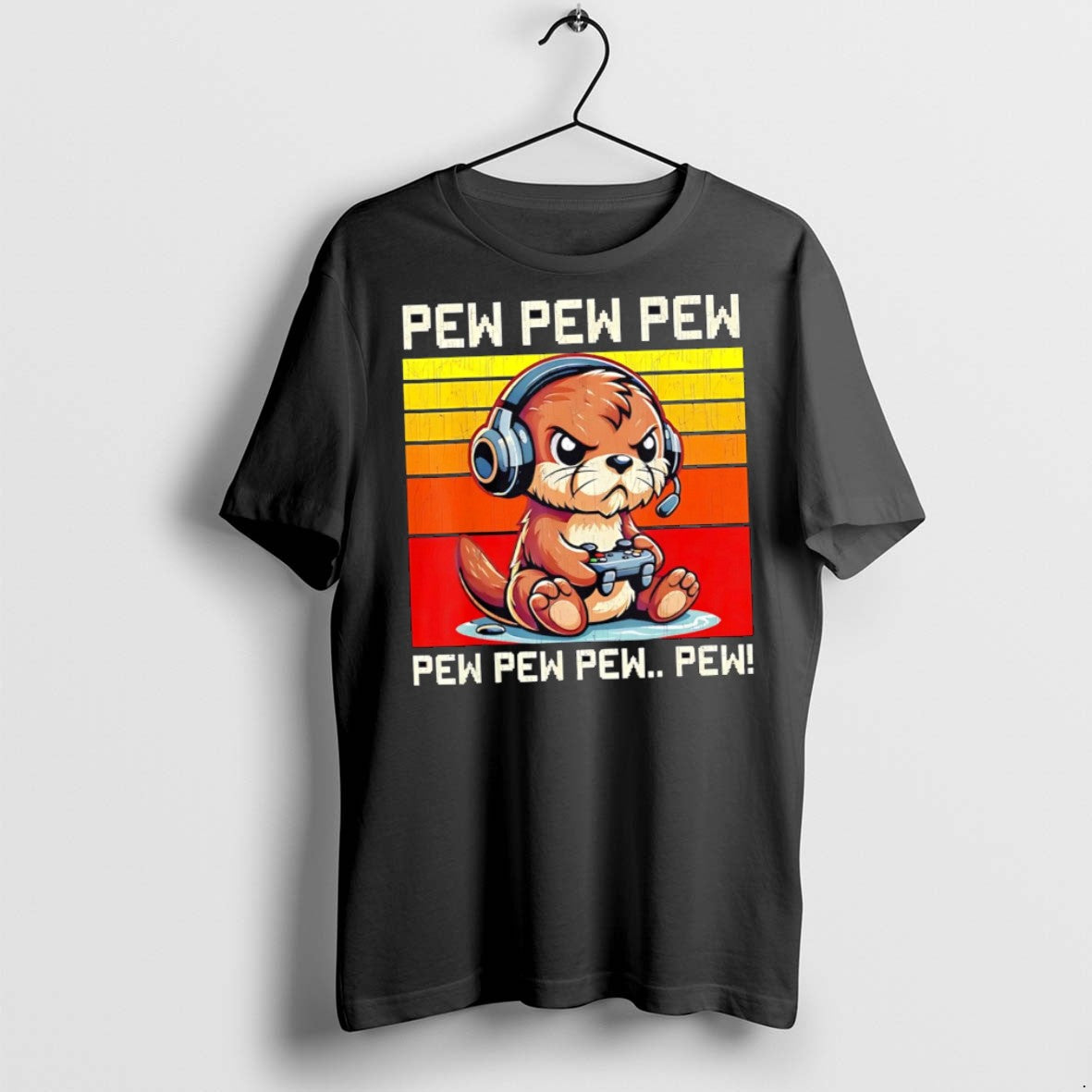 Premium Otter Gamer Pew Pew Pew Vintage T Shirts