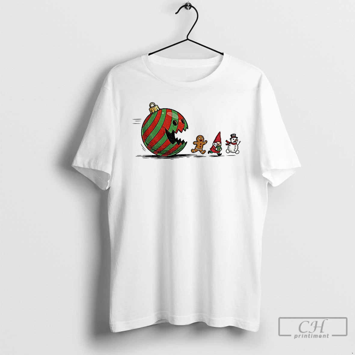 Premium Pac Man Gingerbread Gnome Snowman Santa Merry Christmas T-Shirts, Hoodie, Sweatshirt | PodTeesHub.com