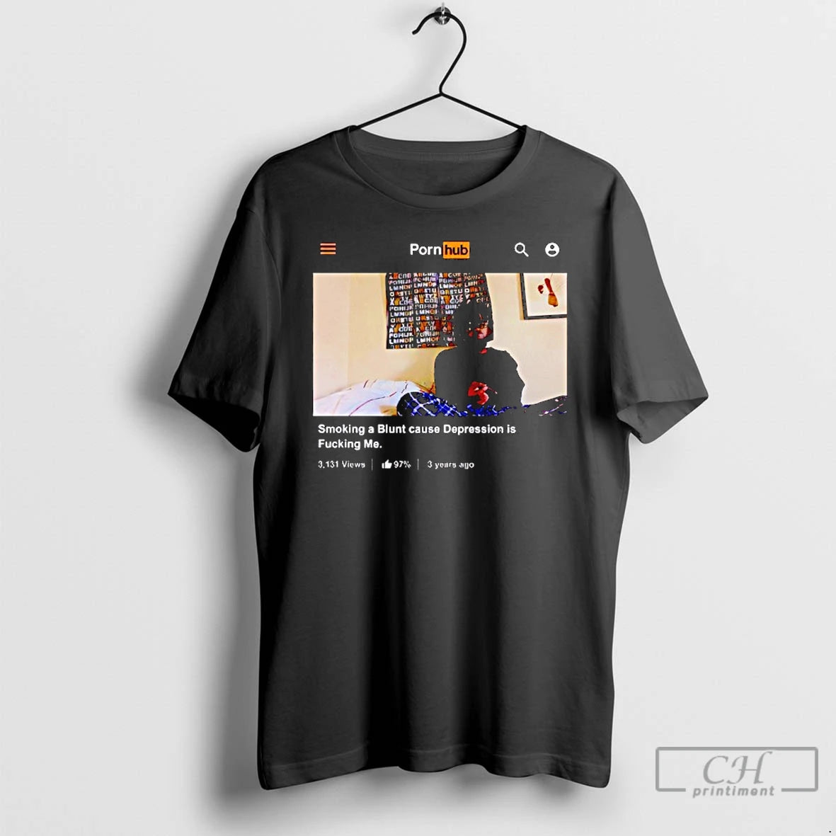 Premium Smoking A Blunt Cause Depression Is Fucking Me Pornhub T-Shirts, Hoodie, Sweatshirt | PodTeesHub.com