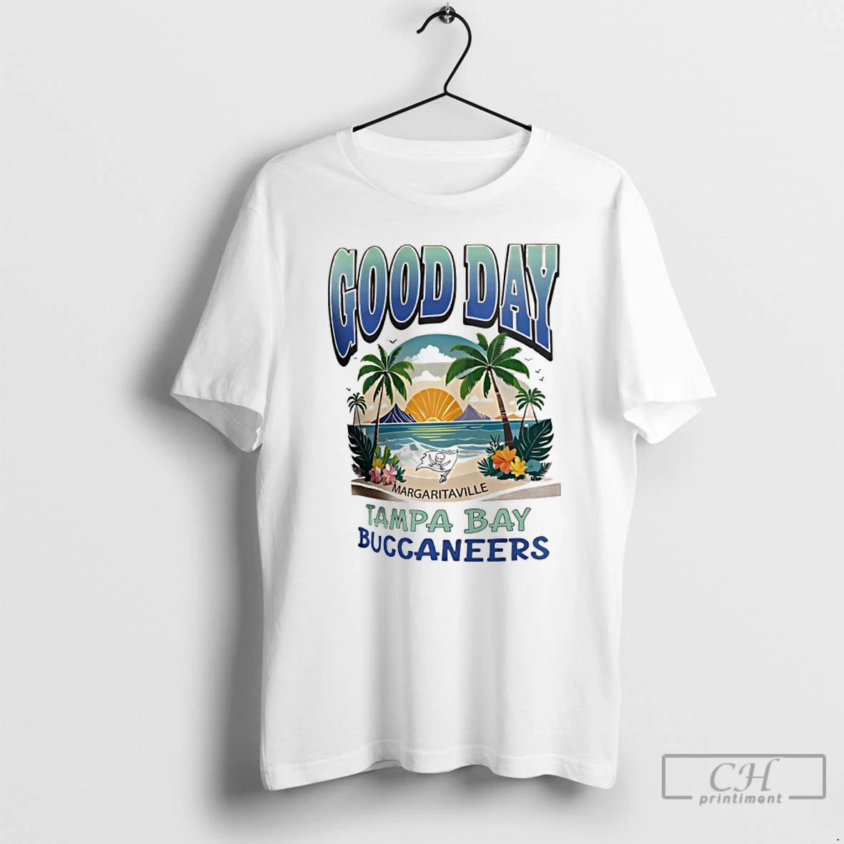 Premium Tampa Bay Buccaneers Margaritaville Coral Good Day T-Shirts, Hoodie, Sweatshirt | PodTeesHub.com