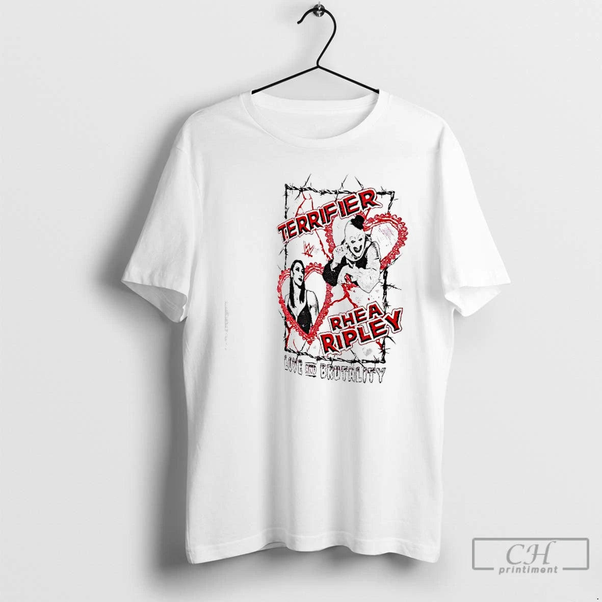 Premium Terrifier X Rhea Ripley Love And Brutality T-Shirts, Hoodie, Sweatshirt | PodTeesHub.com