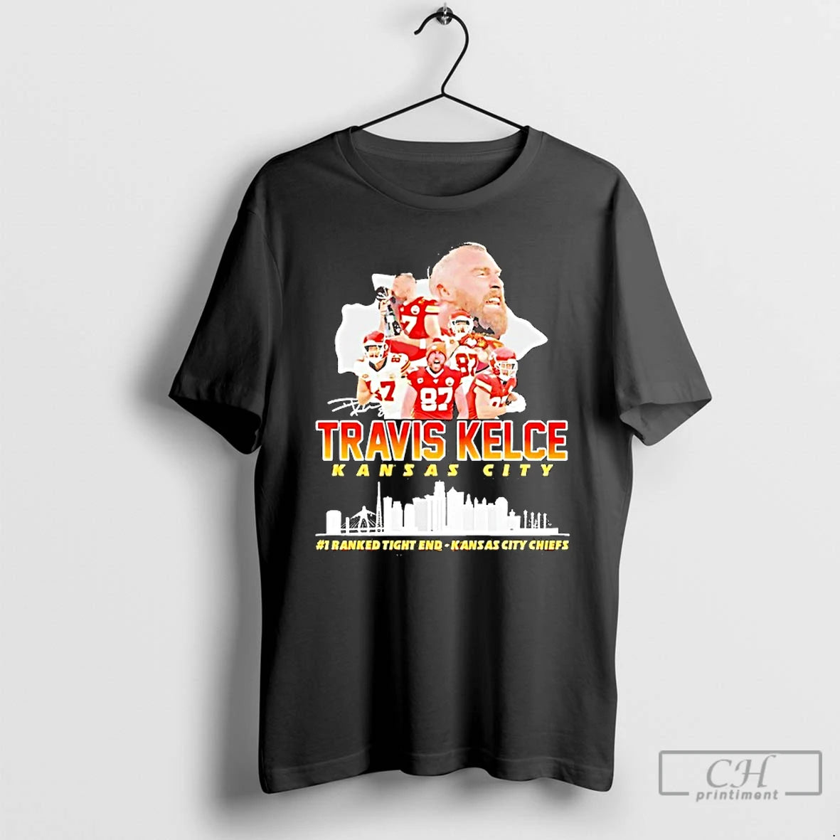 Premium Travis Kelce Kansas City Chiefs City Skyline Signature T-Shirts, Hoodie, Sweatshirt | PodTeesHub.com