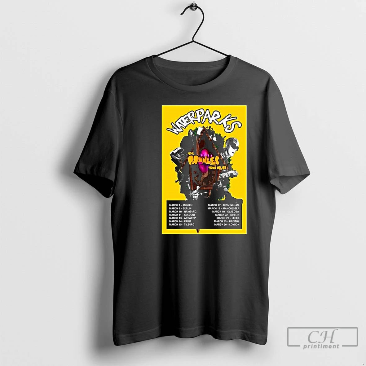 Premium Waterparks Uk Eu Tour March 2026 Circle Black T-Shirts, Hoodie, Sweatshirt | PodTeesHub.com
