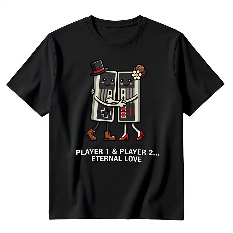 Premium Women's Yogini Tee with Player 1 & Player 2 Eternal Love Gaming Graphic T-Shirt for DND Enthusiasts Comfortable...