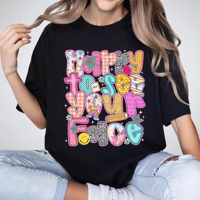 Preppy Teacher Shirt, Retro Back to School Graphic Tee, First Day of School Top, Teachers Life T-Shirt, Happy to See Your...