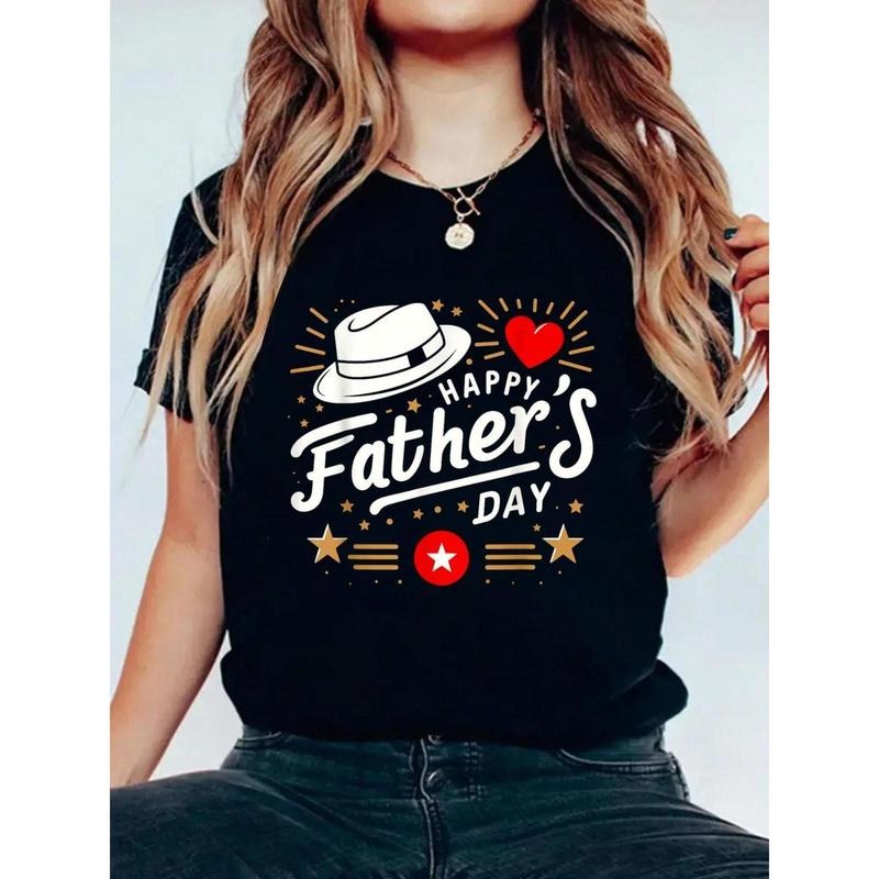 Printed T-Shirt For Women Happy Father'S Day, Father'S Day Gift For Dad 2025 Women'S T-Shirt, Short Sleeve Crew Neck...